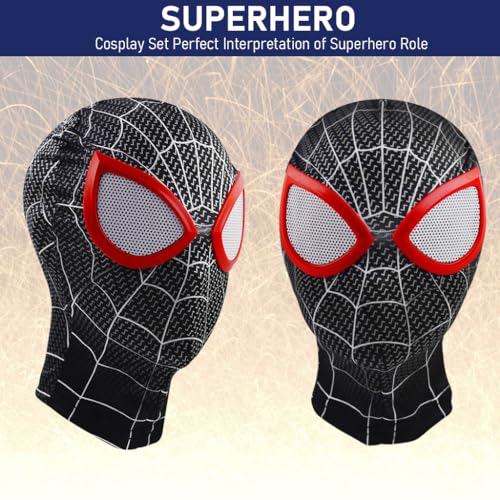 FANCYKU® 3D Spider Mask Combo (Black & Red), Superhero Costume Masks with Lenses for Adults Kids, Role Play, Halloween, Christmas, Masquerade, Cosplay, Party, Fancy Dress