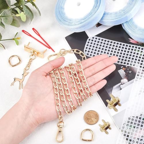 HASTHIP® DIY Knitting Crochet Bags Kit Plastic Canvas Mesh Sheets for Embroidery Cross Stitch Women Handmade Bag Making Accessories White 3PCS
