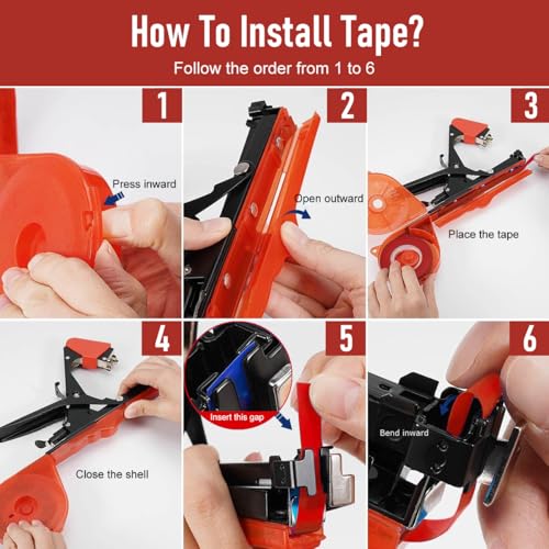 HASTHIP 6 Roll Plant Tying Tapes/1 Box Staple - Gardening Grafting Tape Replacement - Garden Branch Tying Machine Accessories - Garden Plant Tying Machine Accessories - Garden Tying Tape Tool
