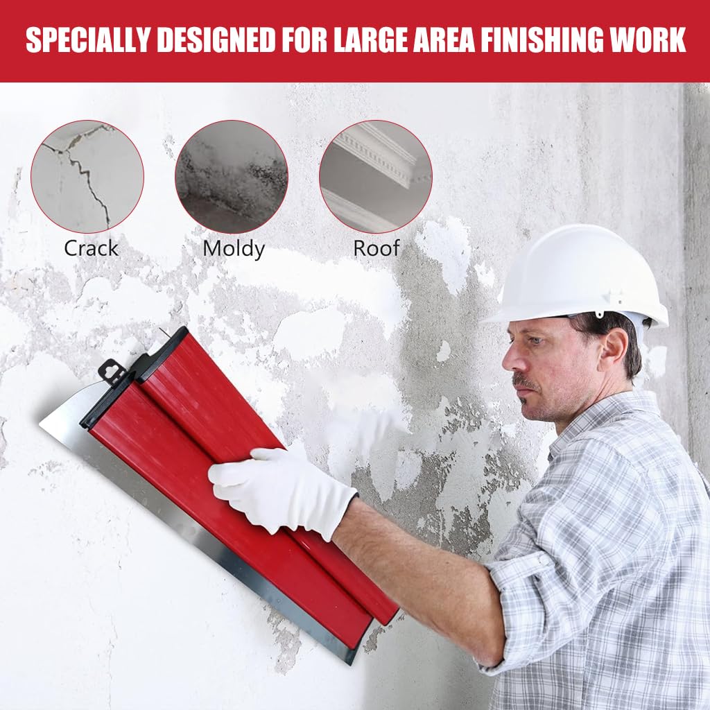 Serplex 23.62Inch/60CM Skimming Blade, Stainless Steel Trowel Skimming Blade Drywall Smoothing Spatula Skimming Trowel Plastering Trowel for Large Working Area Wall Decoration Construction Tool