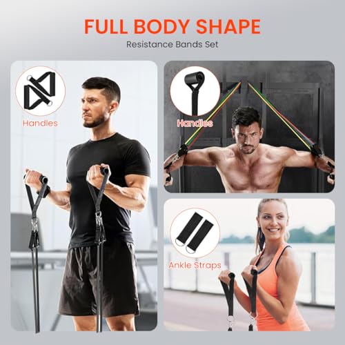 Proberos Resistance Exercise Bands with Door Anchor, 40-200LBS Door Anchor Kit with Pull Handles & Accessories, Resistance Tube for Workout, Exercise & Stretching