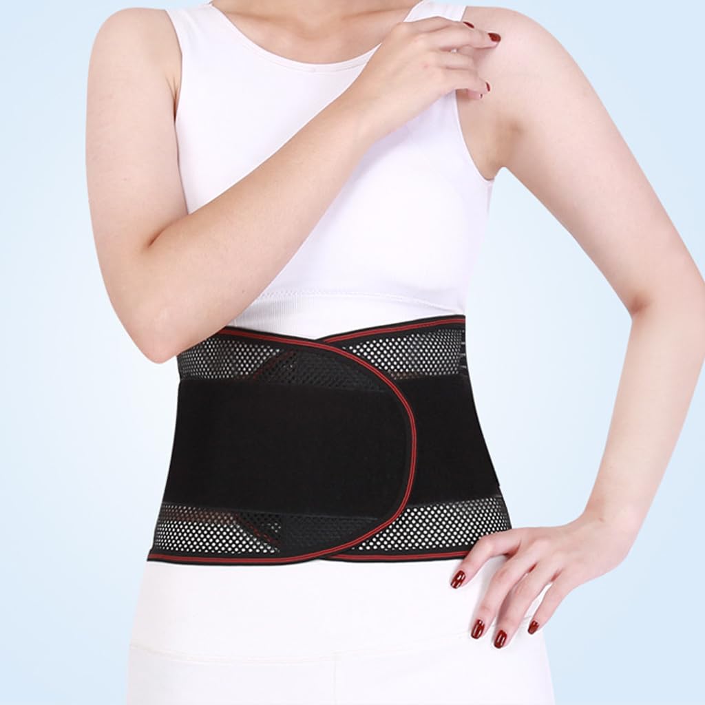 HANNEA Lumbar Support Belt Breathable Mesh Lumbar Support Belt with Stainless Steel Bar Back Support for Pain Relief, Prevent Strains Adjustable Lumbar Support Belt for Men Women, Size M, 29-35''