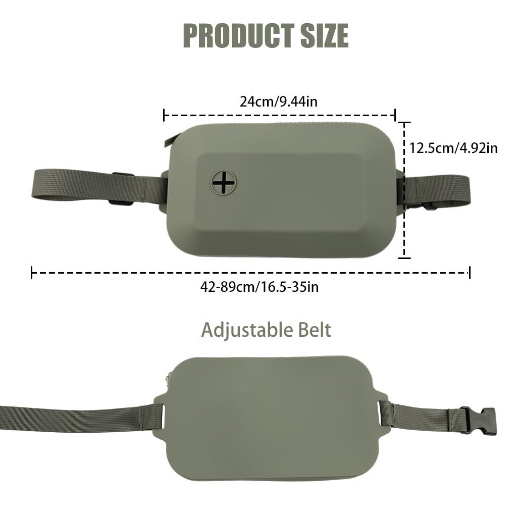 Qpets Silicone Dog Treats Pouch, Dog Food Waist Bag Outdoor Food-grade Waterproof Waist Bag for Pet Food, Outdoor Walking Training Dog Treats Pouch with Waste Bags & Adjustable Belt