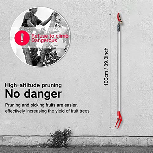HASTHIP 100cm Fruit Plucker from Tree with Pole, Aluminum Long Reach Cut and Hold Bypass Pruner with SK5 Blade, Lightweight Pruning Tools for Cutting Leaves and Fruit Picker