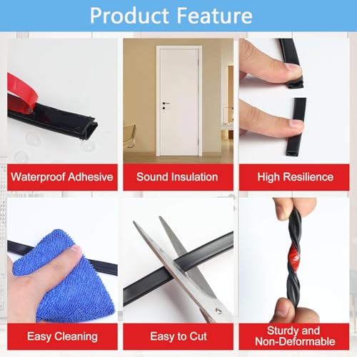 HASTHIP® 2X 16.4ft Rubber Edge Trim, Cuttable EPDM Protective Board Tape with Double-Sided Self-Adhesive, Fits 0.5-2mm Metal Panels, Smooth Finish for Car, Home, Office, DIY, Black Strip