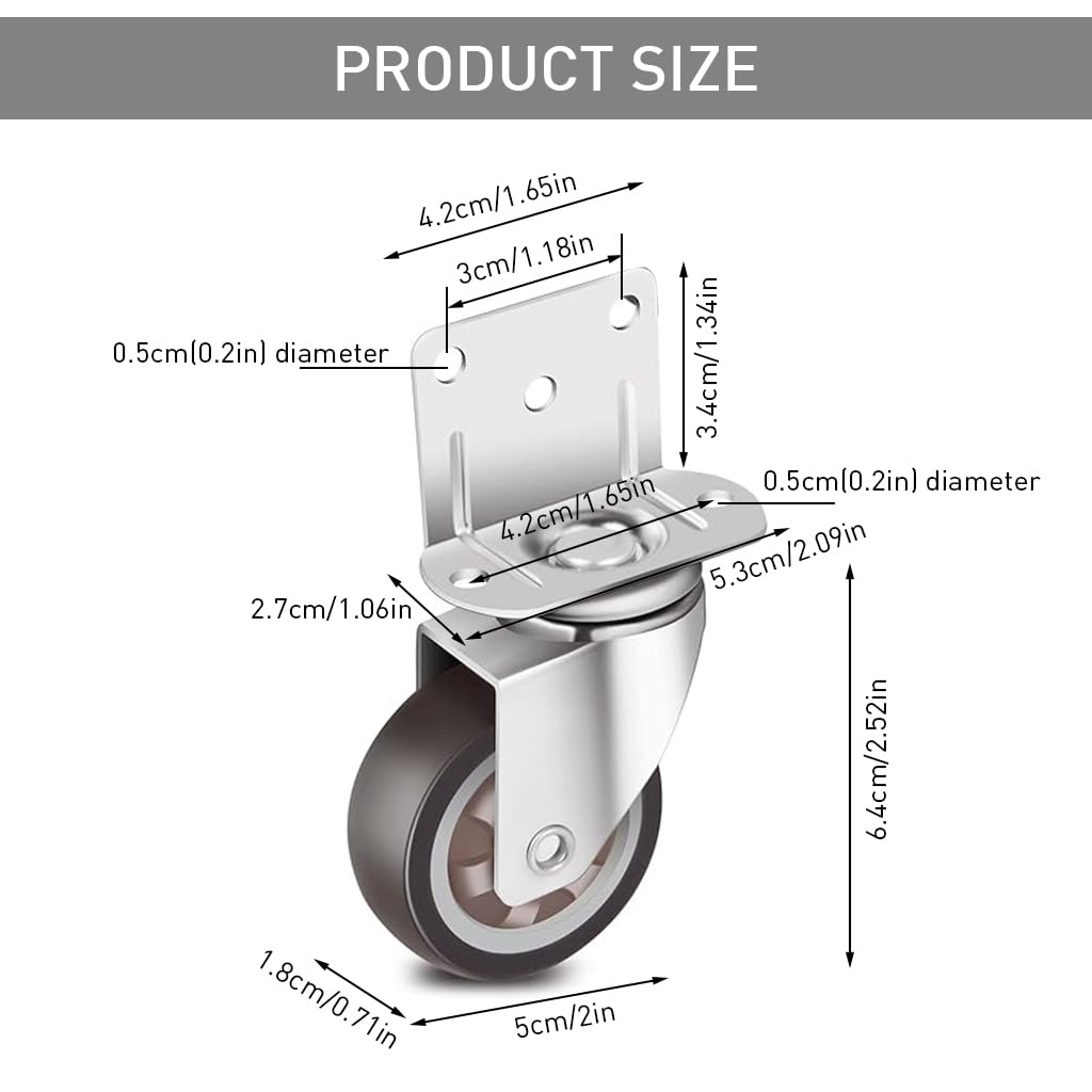 HASTHIP 4 Pcs Swivel Caster Wheels Set Locking Casters Swivel Caster Wheels 2-Inch Small Rubber Caster Wheels Heavy Duty 600lbs Moving Wheel Casters for Furniture, Baby Bed, Kitchen, Cabinet