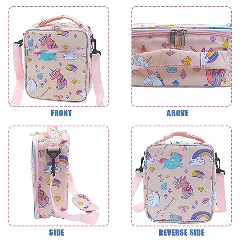 HASTHIP Lunch Box Bag, Insulated Lunch Bags for Camping School Picnic, Portable Lunch Box Bag for Office Man Women Student Kids Bento Box Pouch, Pink