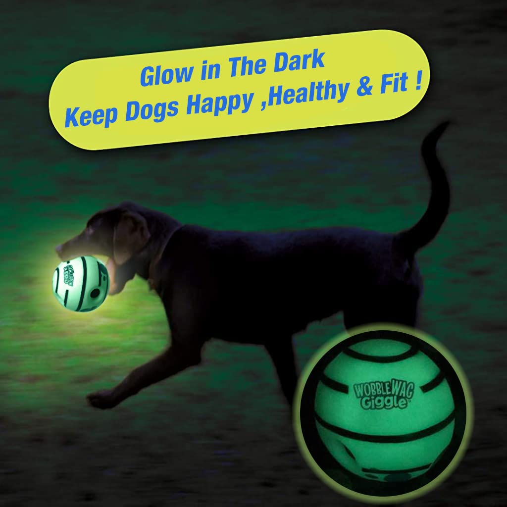 Qpets 5.5 Inch Interactive Toy Ball for Dog, Dog Toys for Adult Dog Fun Bouncing Sound Ball with Night Glow, PVC Dog Molar Chew Ball Funny Pet Ball Chewing Toy Ball Toy for Medium Large Dogs