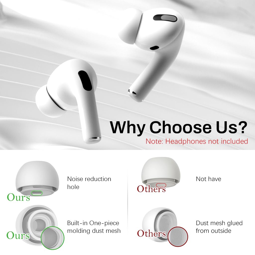 ZORBES 4 Pairs Ear Tips for Air-Pods Pro and Air-Pods Pro 2, Silicone Anti-Slip Earbuds Eartips, Silicone Cover for Air-pods Pro, Silicone Replacement Ear Tips for Air-PodsPro & Pro 2, XS/S/M/L
