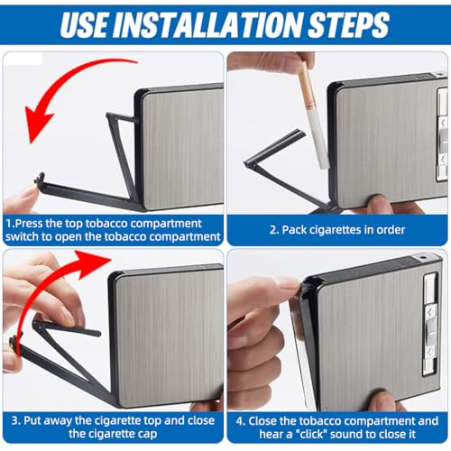 HASTHIP® 2 in 1 Cigarette Case with Torch Lighter, Stylish Brushed Aluminum Alloy Cigarette Case, Refillable Butane Cigarette Lighter(No Butane in), Portable Cigarette Case