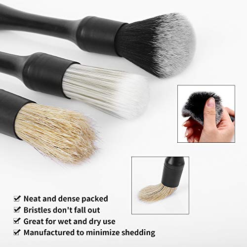 STHIRA® 9PCS Car Cleaning Brush Detailing Set with Box Duster Chain Soft Bristle for Interior Dashboard Wheel Window Keyboard Air Conditioner Gap