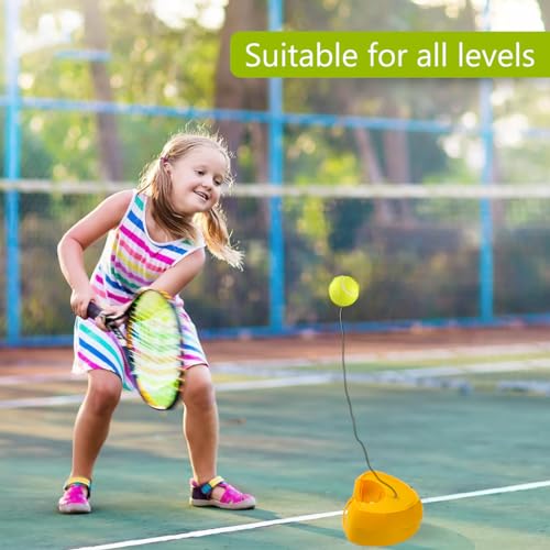 Proberos Tennis Training Rebound Ball, 18.5 Ft Retractable Pull Rope, Easy to Carry, Starters Solo Training Outdoor Sport Tennis Training Kit for Teens, Adults