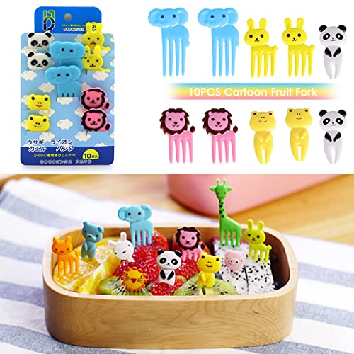 HASTHIP® 30PCS Food Fruit Forks for Kids Cute Animals Little Dessert Mini Cartoon Toothpick Cake Pastry Party Supply Reusable Food Grade Plastic Random Color Elephant