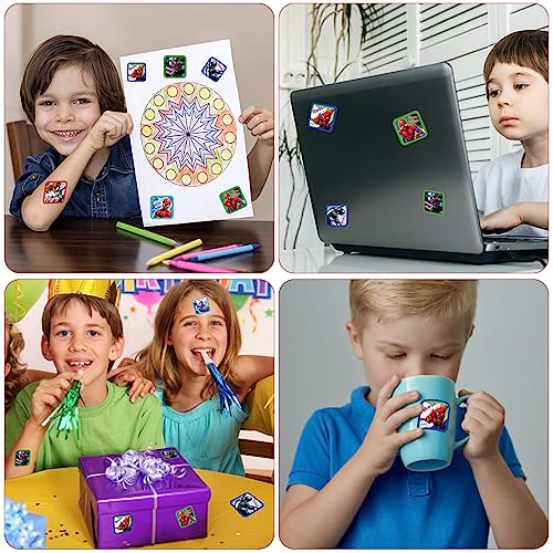 HASTHIP® 200PCS Stickers for Kids Rewards 0.98 Inch Spiderman Cartoon Sticker 10 Patterns Party Bag Fillers Boys Girls Teachers Reward Craft Scrapbooking Box Gift Set