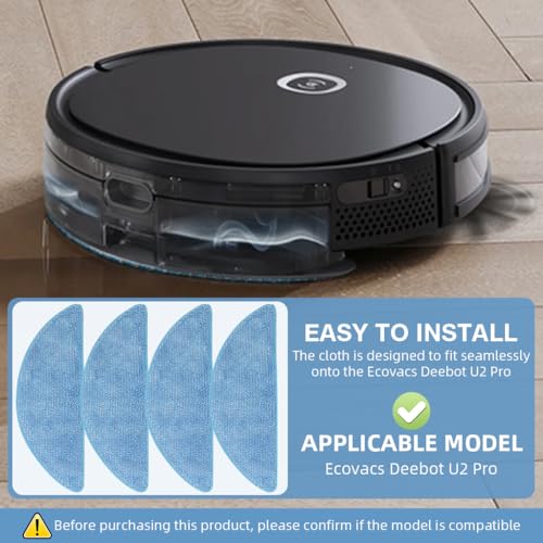 HASTHIP® 8PCS Mop Cloth Replacement Accessories for Ecovacs Deebot U2 Pro Replenishment Kit Parts Microfiber Washable Reusable Absorbent Spare