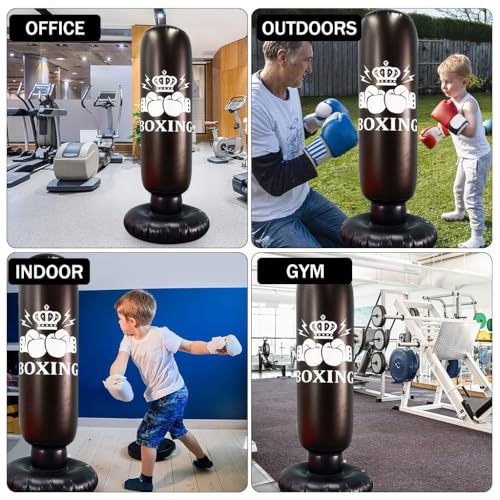 Proberos Inflatable Punching Bag for Kids 63 inch Freestanding Boxing Punching Bag for Kids,