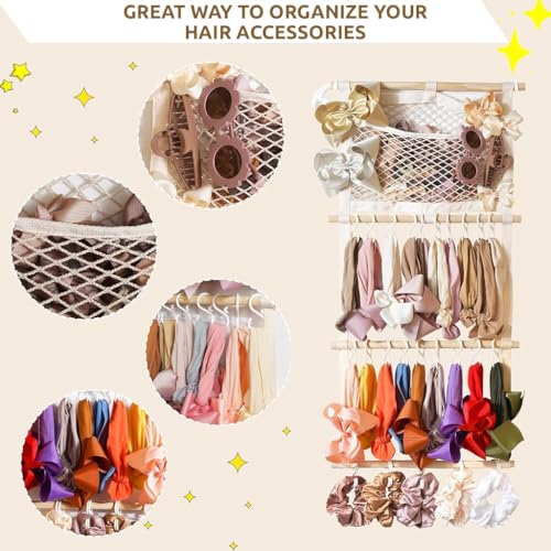 SNOWIE SOFT Hair Accessories Organizer Rack Wall Hanging Storage Rack for Hair Clips Headbands Silk Scarf Hair Ties Hair Bands Girls Hair Accessories Organizer Rack