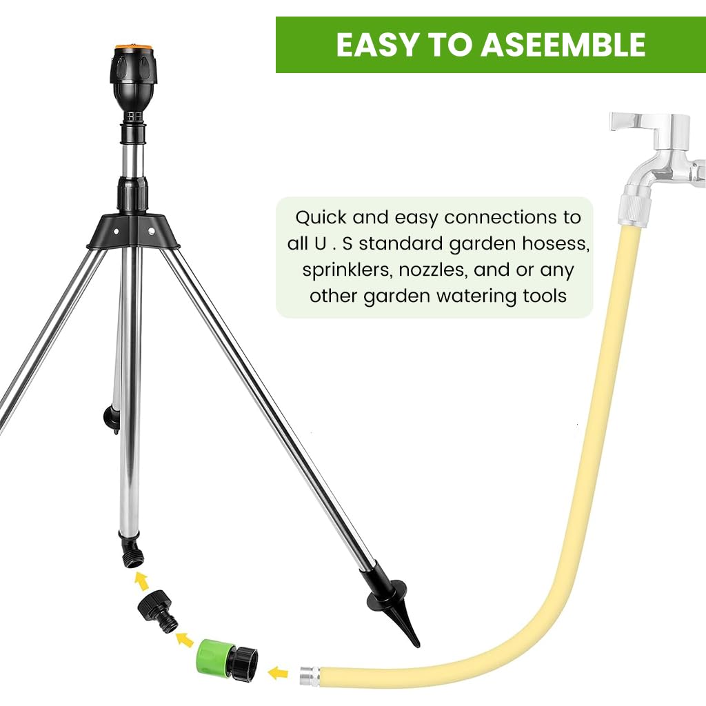 HASTHIP Garden Sprinker with Tripod for Garden Agriculture Watering, 360° Rotating Irrigation Sprinkler for Plants Watering, Gardening Watering Systems, Coverage 10m in Diameter