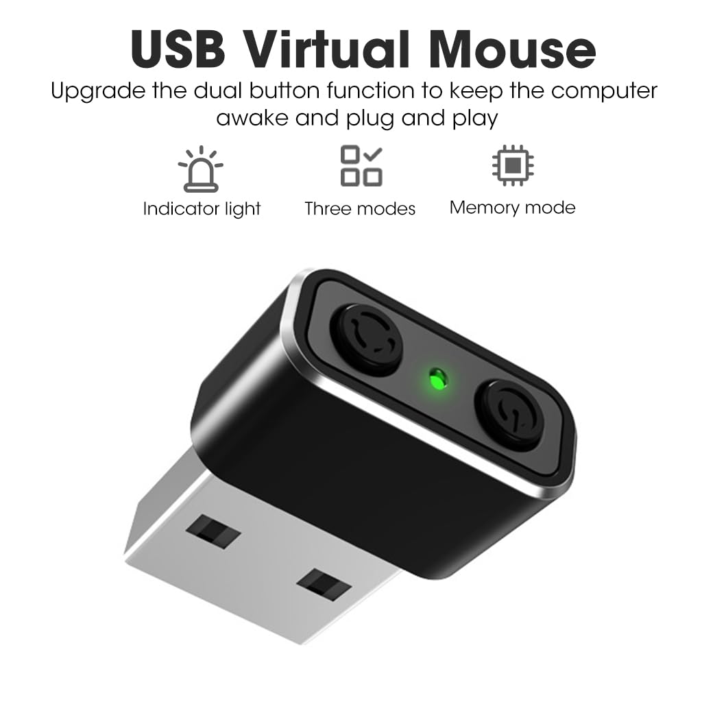 Verilux Mouse Jiggler Tiny Undetectable Mouse Mover with Separate Mode and ON/Off Buttons, 3 Jiggle Modes Automatically Simulates Mouse Movement to Keep Screen Active, Driver-Free, Plug-and-Play