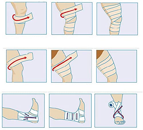 Qpets® 9 Pcs Crepe Bandage & Kinesiology Tape Set, Self Adhesive Elastic Cohesive Tape for Finger, Tattoo, Nail, Pet Injury, Physiotherapy, DIY, Crafts, Journaling & Wound Care Combo