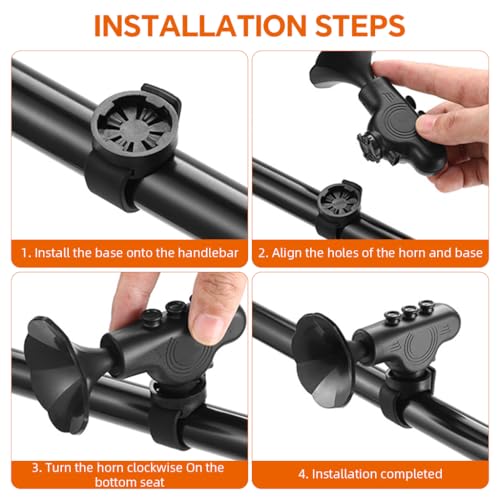 Proberos® Electric Bike Horn USB Retro Mini Trumpet Loud 120dbs 5 Switchable Ringtones Handlebar Honk with Silicone Fastener Strap Riding for Scooter Motorcycle Bicycle 3PCS