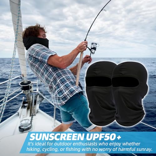 Proberos® 4PCS Balaclava Face Mask for Bikers Men Women UV Protector Full Cover Breathable Cool Spandex Ice Silk Neck Protects from Wind Sun Dust Outdoor Activities Black