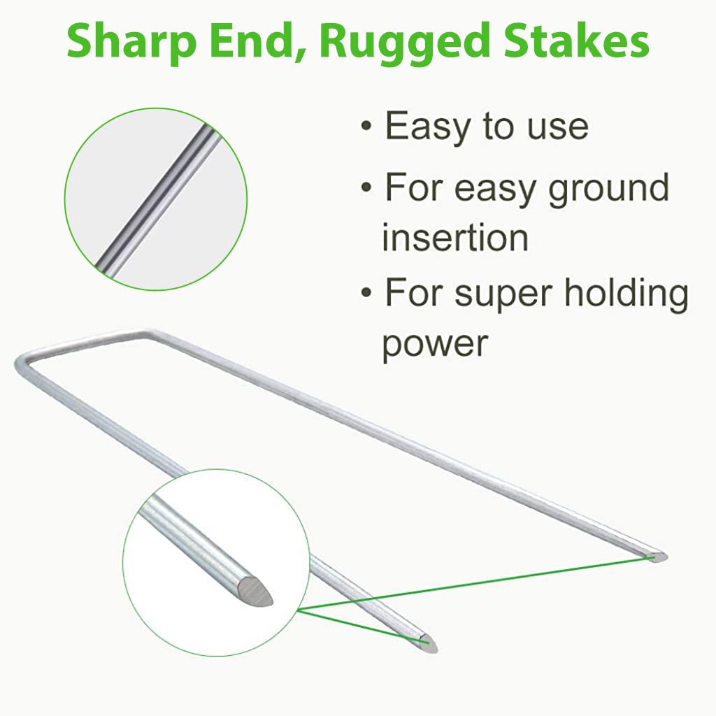 HASTHIP 50 Pcs Landscape Staples for Securing Landscape Fabric, Ground Cover or Drip Irrigation Tubing, Heavy Duty Galvanized Steel Garden Stakes Staples Securing Pegs (6 In)