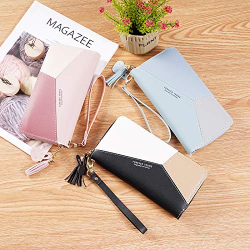 PALAY Women's Long Wallet Tassel PU Leather Multi- Slots Girls Zipper Coin Large Purse Wallet for Women(Pink)