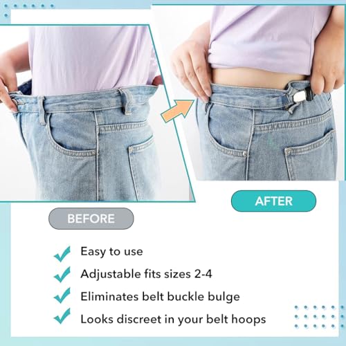 GUSTAVE® 6PCS Waist Tightener for Pants Adjustable Hip Elastic Belt Band Versatile Glove Mitten Clips Cinch Clip for Men Women Kids 2.5cmx20cm