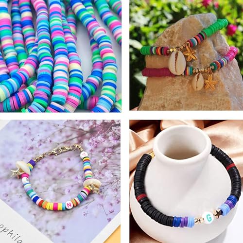 SANNIDHI® 3200+ Clay Beads for Bracelet Making Kit Flat Polymer Kids Activity Alphabet Heart Smile Face Set Girls Women DIY Craft Birthday Christmas Gift 3 PCS