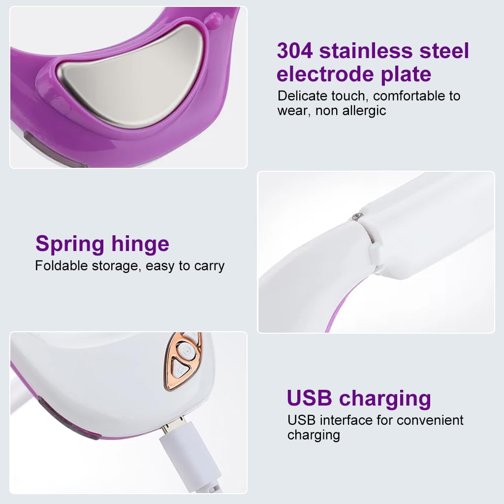 HANNEA EMS Eye Massager Wearable USB Rechargeable Micro Current Pulse Eye Massager with Heating Therapy Relieve Eye Strain, Relax Eye Muscle, Accelerate Eye Blood Circulation