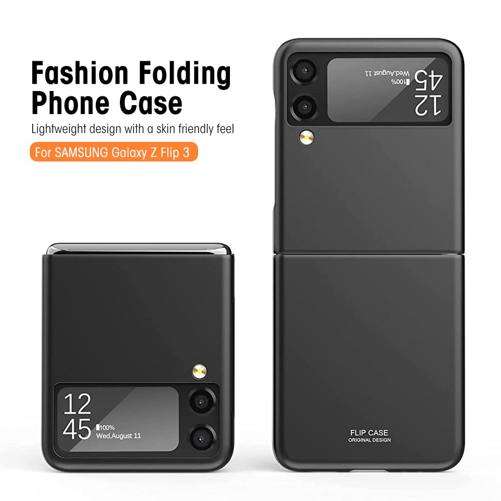 ZORBES Phone Case for Samsung Galaxy Z Flip 5 5G Ultra Thin PC Case for Samsung Galaxy Z Flip 5 Full Coverage Anti Scratch Phone Cover for Samsung Galaxy Z Flip 5 Black