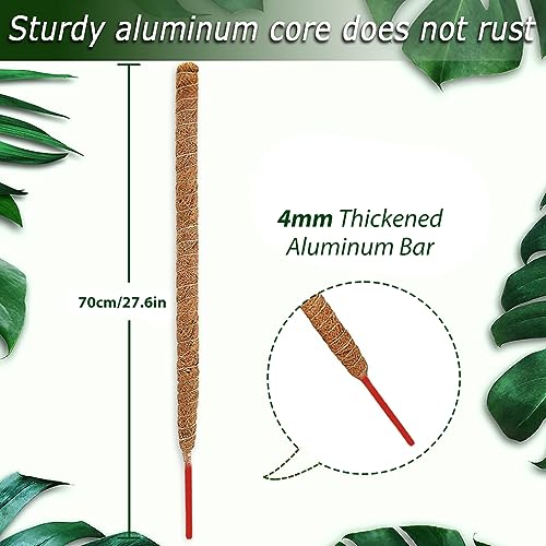 HASTHIP 2pcs 75cm Moss Stick for Plants, Bendable Plant Stakes and Supports for Money Plant, Climbing Indoor Potted Plants, Natural Coconut Fiber Plants Pole