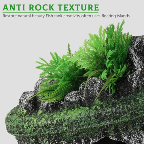 Qpets Betta Fish Tank Decor Folating Miniature Rocky Island Decoration Fish Tank Ornament Betta Fish Tank Hiding Cave Aquarium Tank Decor - 13x9x13CM