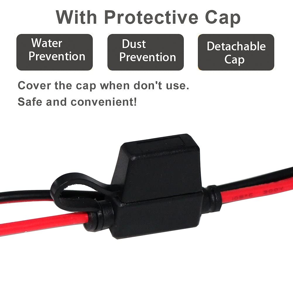 Verilux 1FT 12V 24V Female Car Cigarette Lighter Socket to Battery Alligator Crocodile Clips Connector, Car Battery Clamp-on Extension Charge Cable