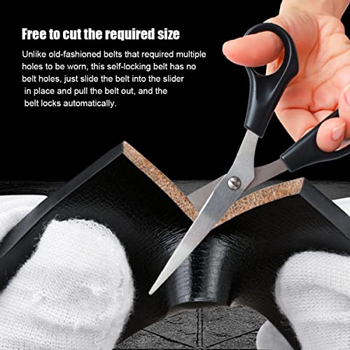GUSTAVE® Belts for Men Leather with Auto Lock Adjustable Length No Need to Punch Length 125-130CM 3 PCS