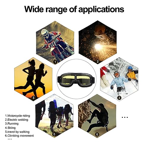 Proberos® Motorcycle Bike Goggles Yellow Windproof ATV Sunglasses Dustproof Racing Scratch Resistant Ski Protective Safety Glasses 3PCS