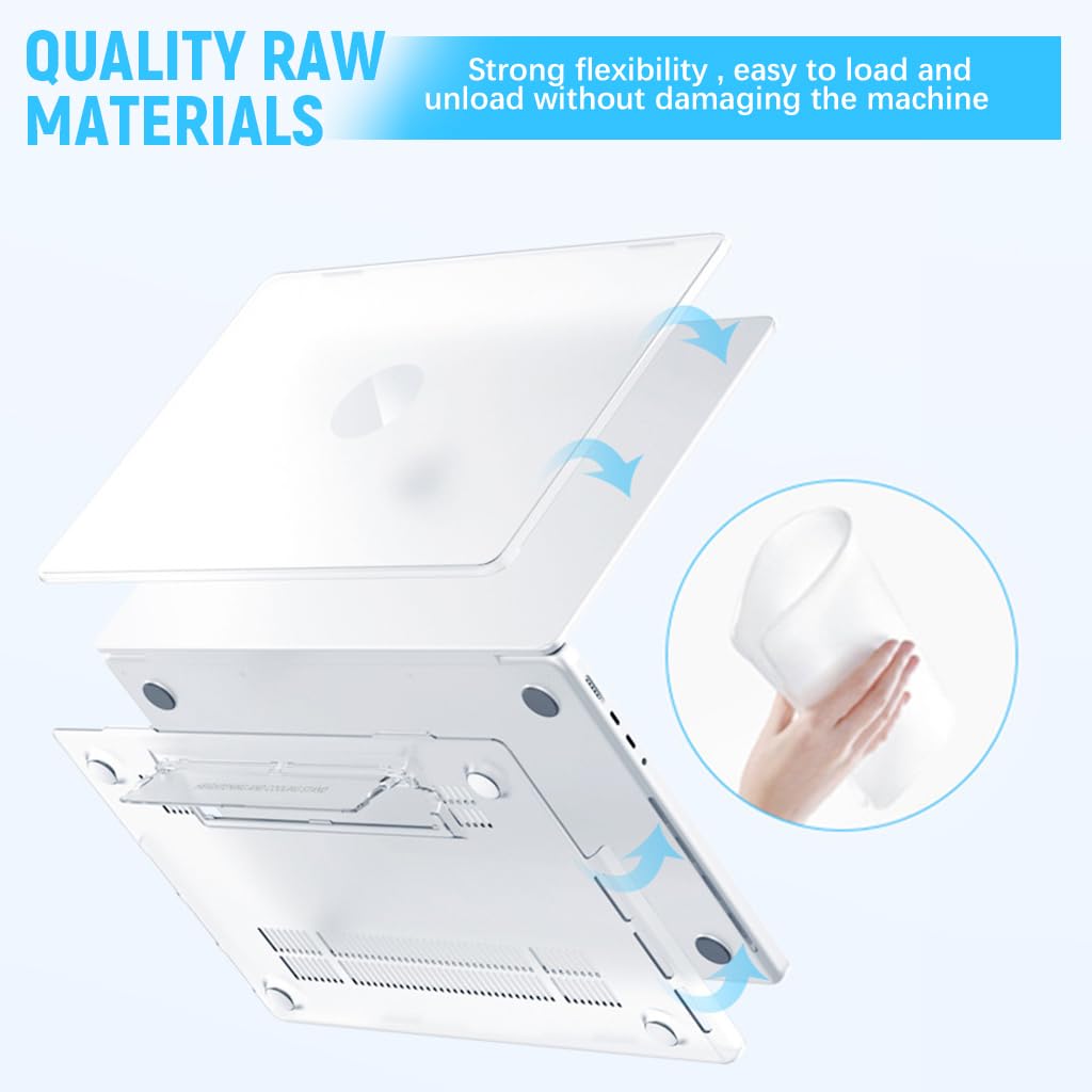 HASTHIP Laptop Case for MacBook Air 13.6 inch M3 A3113 2024 / M2 A2681 Sleek Transparent 2 in 1 Laptop Case with Intergrated Folding Rising Stand Universal Laptop Case for MacBook Air 13.6 inch M3 M2
