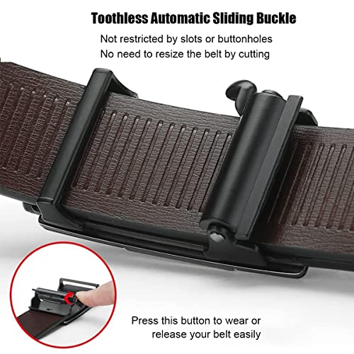 GUSTAVE® Belts for Men Leather with Auto Lock Adjustable Length No Need to Punch Length 125-130CM 3 PCS