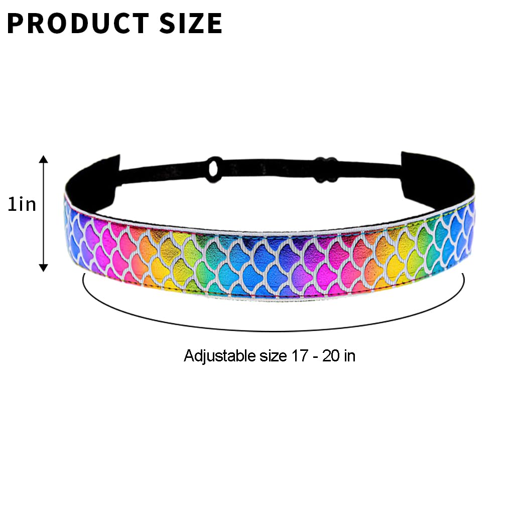 PALAY 4pcs Mermaid Elastic Headbands Yoga Headband Running Headband for Women Elastic Hair Headband, Sport Headband for Yoga, Fitness, Running