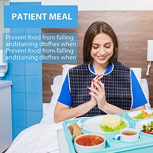 HASTHIP® Adult Bibs The Elderly Washable Dining Bibs for Elderly Blue 3 PCS