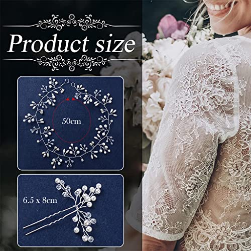 SANNIDHI® 10PCS Bridal Hair Pin Girls Accessories Flower Pearl Metal Wedding Vine Crystal Beaded Piece for Bride Bridesmaids Anniversary