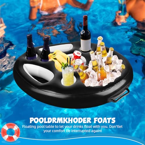 Proberos® Pool Drink Holder Inflatable Floating 8 Holes Party Accessories Tray for Pools Beach Swimming Supplies Buffet Salad Food Drinks Hot Tub 3PCS
