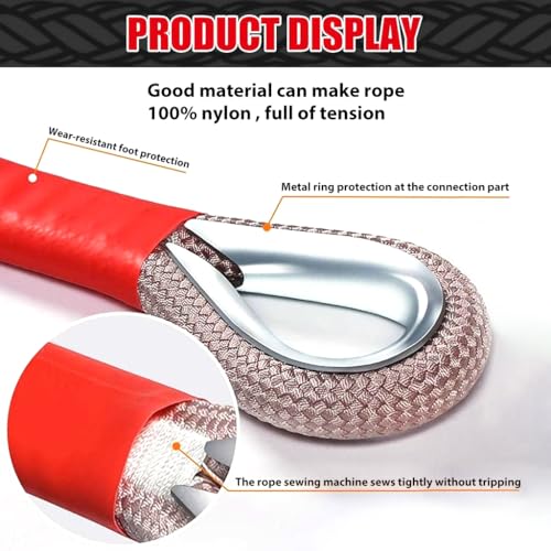 STHIRA® 13ft 18Tons Tow Rope Heavy Duty Towing Strap with Screw Fixed D Ring Woven Nylon Car Cable Attachment Max 18000kg Loading Capacity Carry for Truck Off-Road SUV 3 PCS