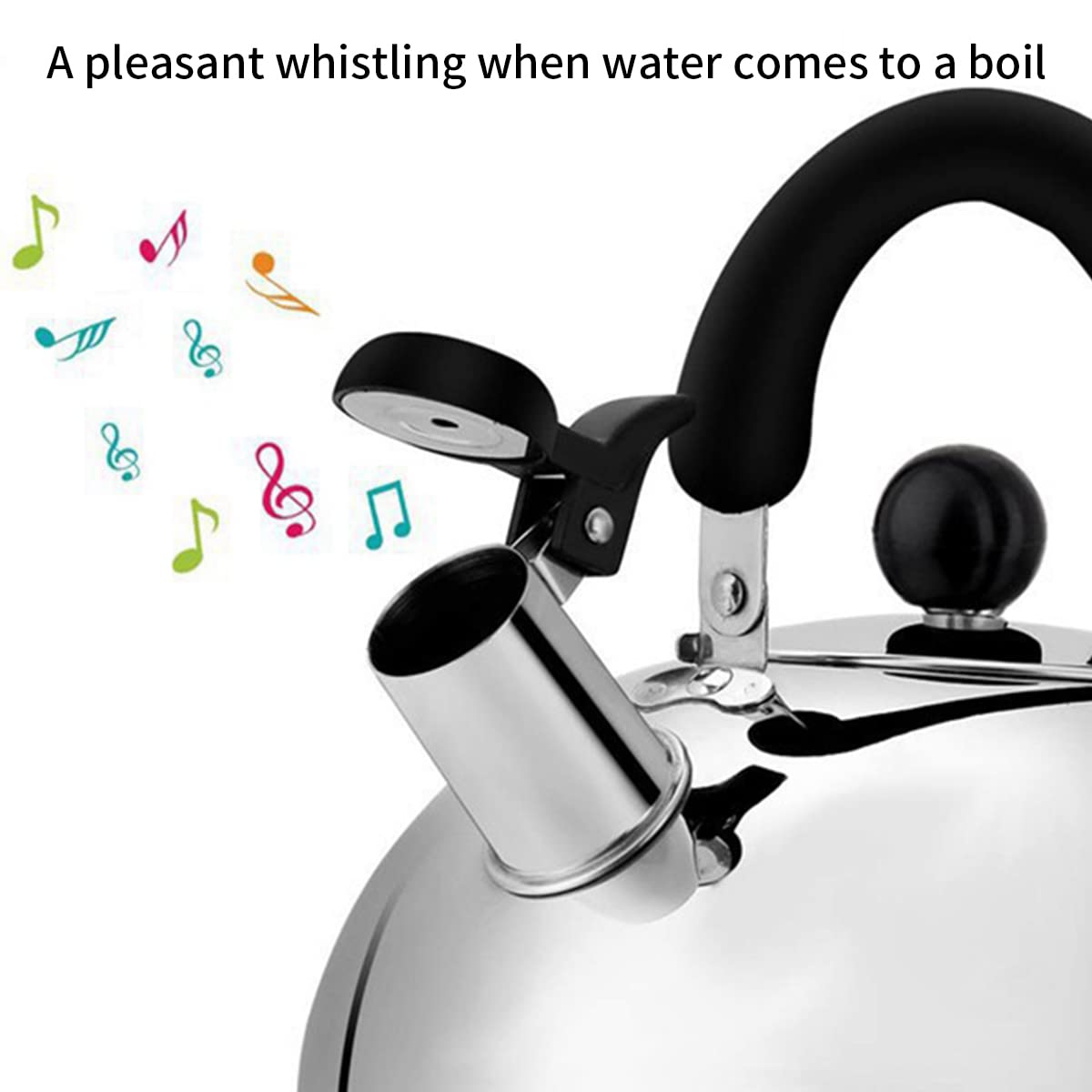 Proberos 2L Whistling Kettle for Indoor Outdoor Camping Hiking Picnic, Food Grade Stainless Steel Tea Kettle, Fast to Boil, Heat-Resistant Ergonomic Handle