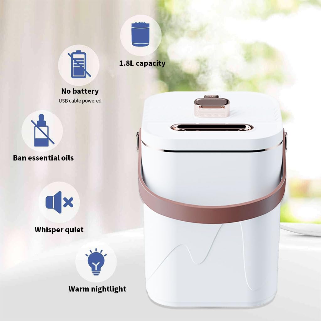 HANNEA Humidifier for Room Cold and Cough, 1.8L Silent Spray Air Humidifier LED Night Light Aroma Diffuser Cool Mist Humidifier with 3 Modes for Bedroom, Living Room, Office, Car