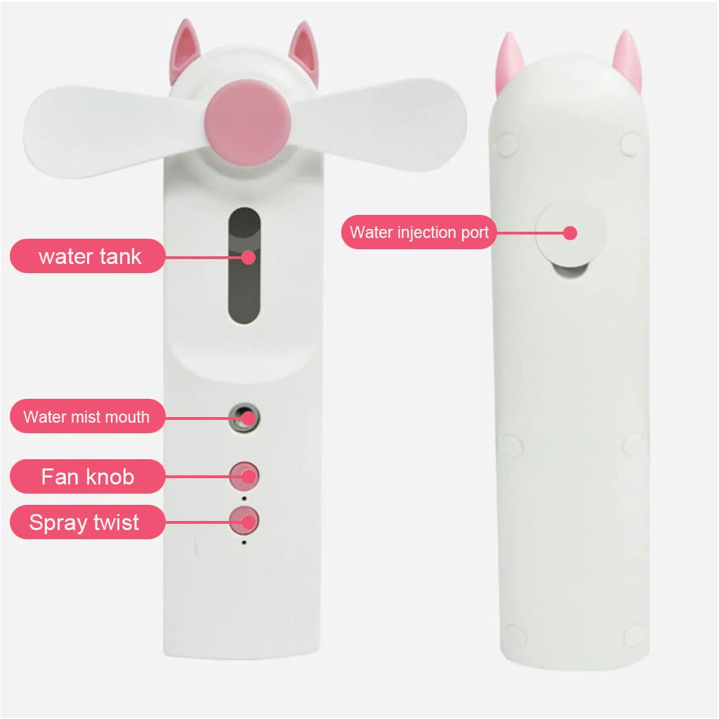MAYCREATE Mini Facial Nano Mist Spray Mister with USB Fan, 2 in 1 Handheld Face Mist Sprayer for Milk Toner Sanitizer, Portable Skin Moisturizing Sprayer for Travel, Desk, Camping