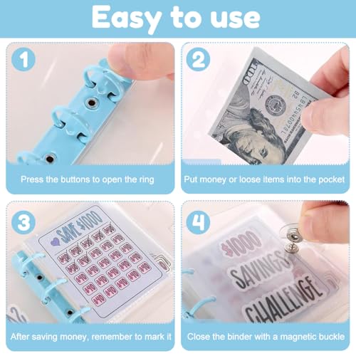 OFIFO® 1000 Money Saving Box Binder, Piggy Bank for Adults with Numbers Daily Money Saving Planner, 1000 Money Saving Challenge with 25 Binder Mini Savings Challenge Book