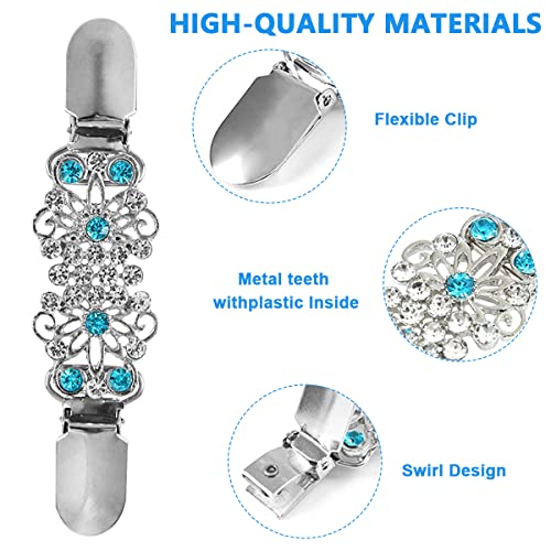 SANNIDHI 4Pcs Sweater Cardigans Clips Shawl Clips Creative Retro Metal Rhinestone Dress Shirt Collar Clips Clasps for Women, Back Cinch Clip for Clothing