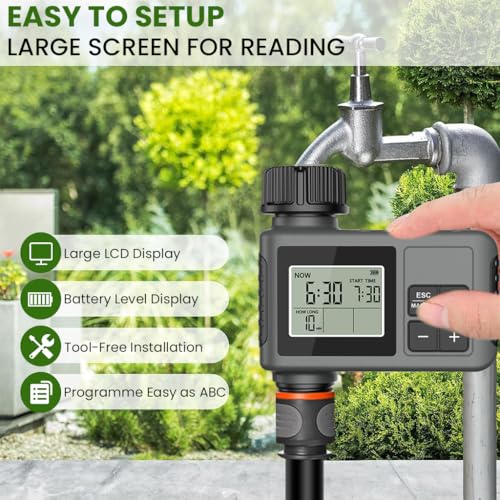 HASTHIP® Automatic Water Timer for Garden Faucet Programmable LCD Auto Watering System with Manual Control Smart Irrigation Timer for Lawn 3 PCS